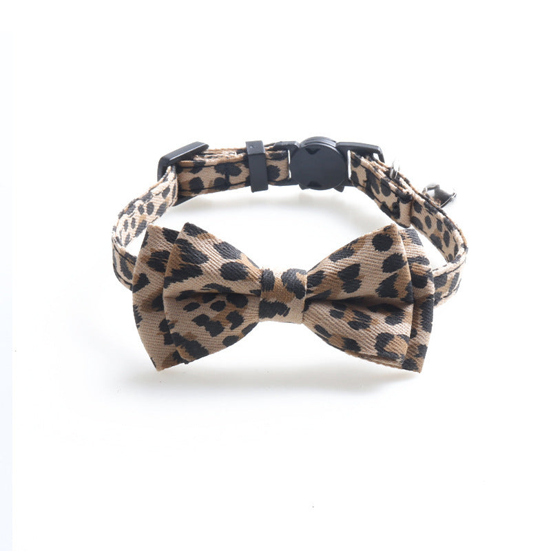 HKM-370003 New Leopard Pattern Pet Collar Cat Collar With Bell Cat Collar Factory Direct Sales