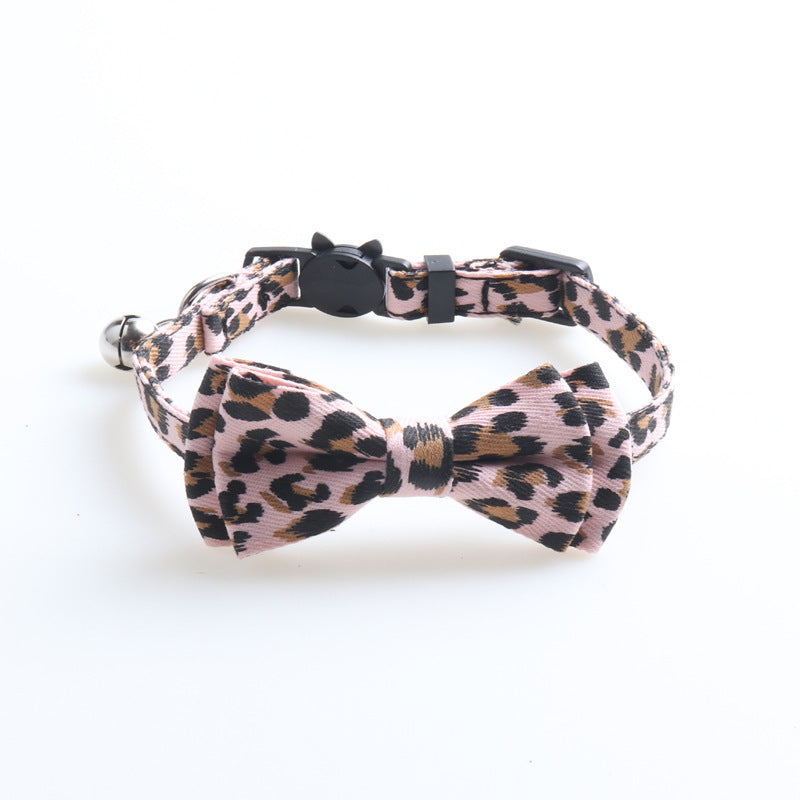 HKM-370003 New Leopard Pattern Pet Collar Cat Collar With Bell Cat Collar Factory Direct Sales