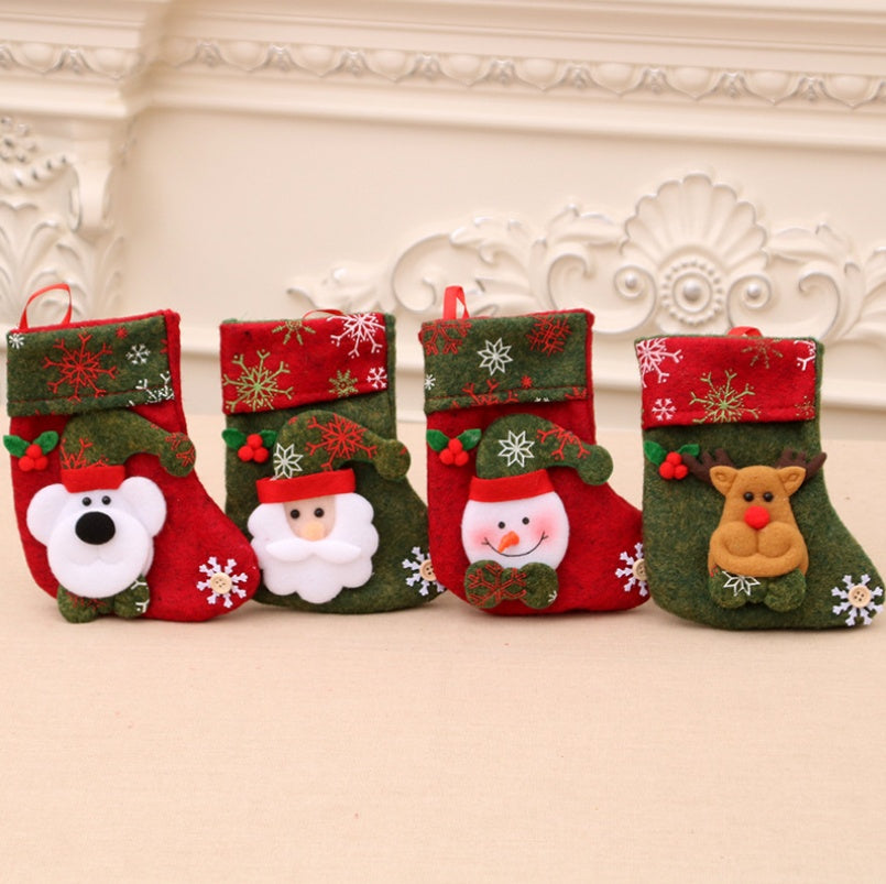 HKM-370067 Christmas Stocking Bag for Festive Decoration, Flannel Design, Various Fun Characters
