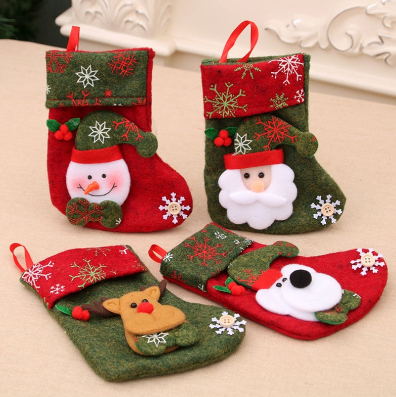 HKM-370067 Christmas Stocking Bag for Festive Decoration, Flannel Design, Various Fun Characters