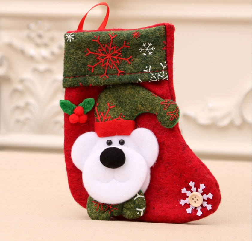 HKM-370067 Christmas Stocking Bag for Festive Decoration, Flannel Design, Various Fun Characters