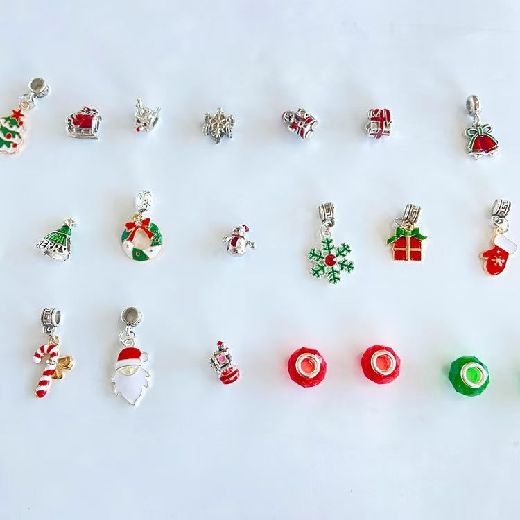 HKM-370259 Children's Advent Festival Bracelet and Necklace Set with Christmas Ornaments