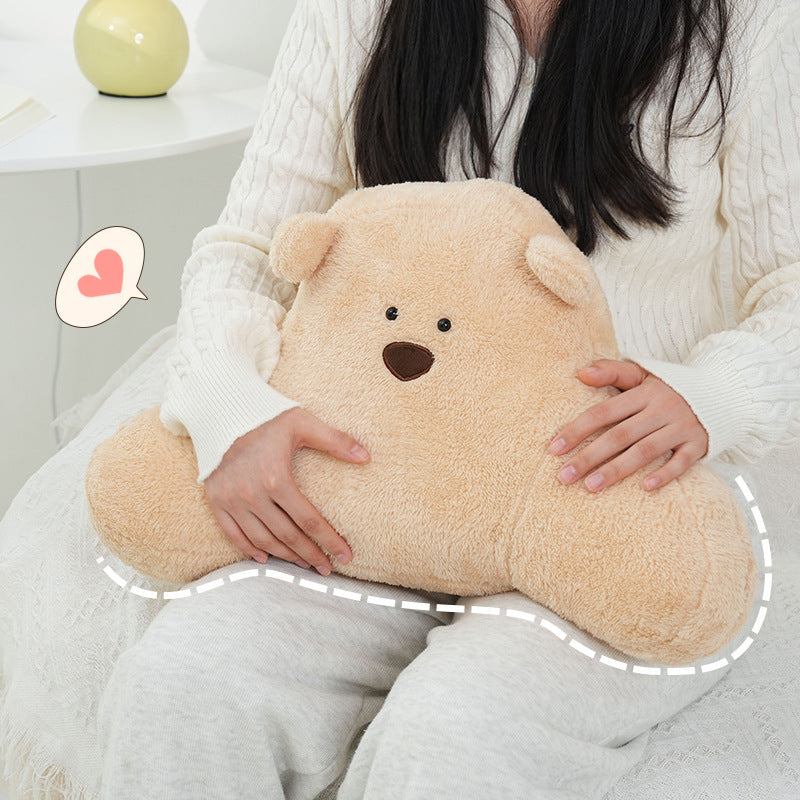HKM-370259 Cute Cartoon Bear Pillow in White, Light Brown, and Khaki - Plush Large Size Cushion