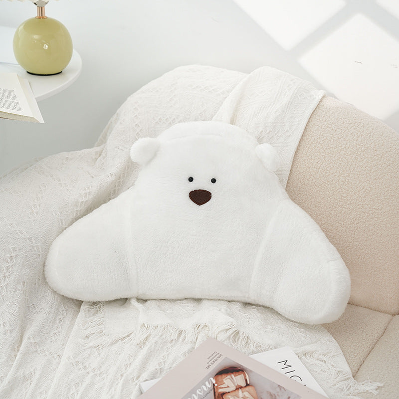 HKM-370259 Cute Cartoon Bear Pillow in White, Light Brown, and Khaki - Plush Large Size Cushion
