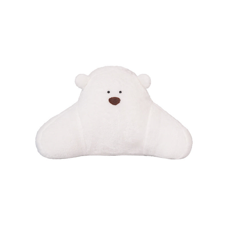 HKM-370259 Cute Cartoon Bear Pillow in White, Light Brown, and Khaki - Plush Large Size Cushion
