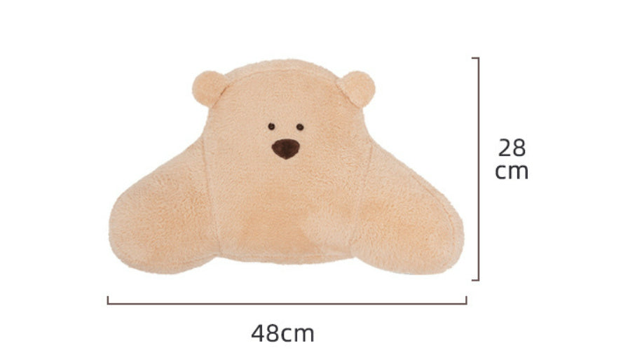 HKM-370259 Cute Cartoon Bear Pillow in White, Light Brown, and Khaki - Plush Large Size Cushion