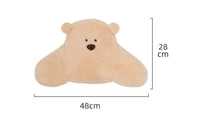 HKM-370259 Cute Cartoon Bear Pillow in White, Light Brown, and Khaki - Plush Large Size Cushion