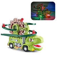 HKM-370259 Dinosaur Truck Roller Coaster Track Set with Obstacle Avoidance and Lights & Sounds for Kids