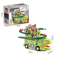 HKM-370259 Dinosaur Truck Roller Coaster Track Set with Obstacle Avoidance and Lights & Sounds for Kids