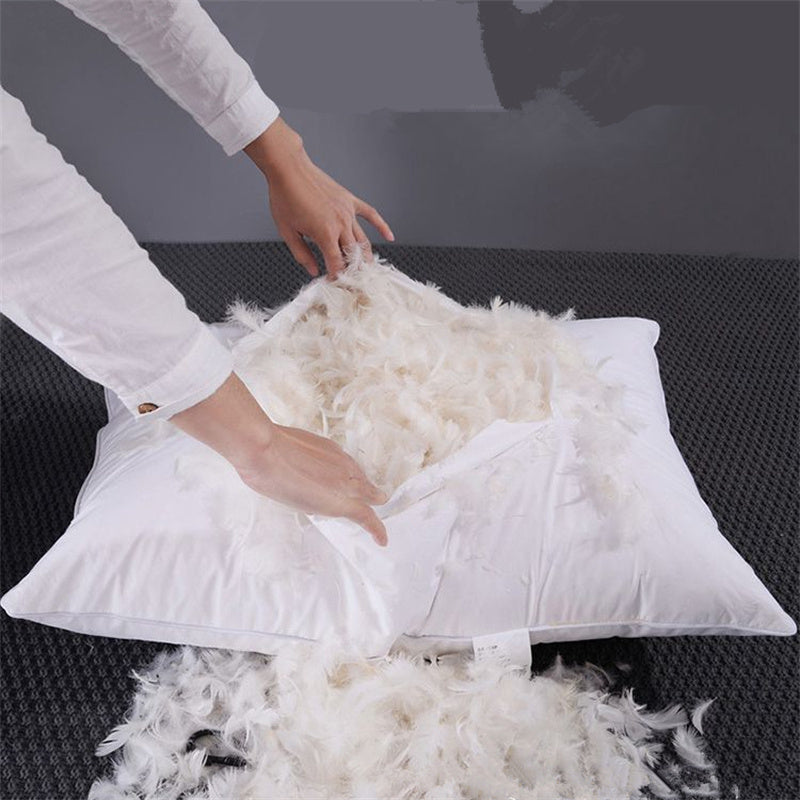 HKM-370579 White Goose Feather Pillow with Pure Cotton Fleece-Proof Fabric - 48x74cm