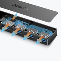 HKM-370643 Anker 4-Port USB 3.0 Hub with 200mm Cable Length, Compact Black Design