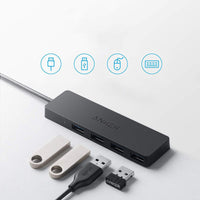 HKM-370643 Anker 4-Port USB 3.0 Hub with 200mm Cable Length, Compact Black Design