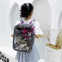 HKM-370643 Transparent Cartoon Space Capsule Pet Backpack - Breathable and Lightweight Travel Carrier in Multiple Colors