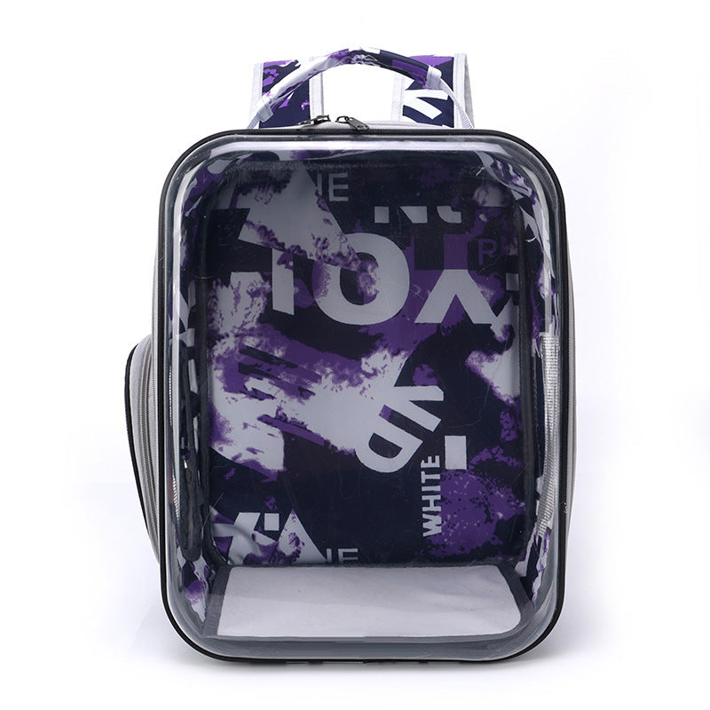 HKM-370643 Transparent Cartoon Space Capsule Pet Backpack - Breathable and Lightweight Travel Carrier in Multiple Colors