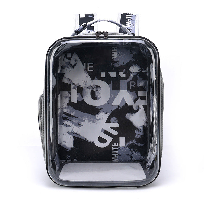 HKM-370643 Transparent Cartoon Space Capsule Pet Backpack - Breathable and Lightweight Travel Carrier in Multiple Colors