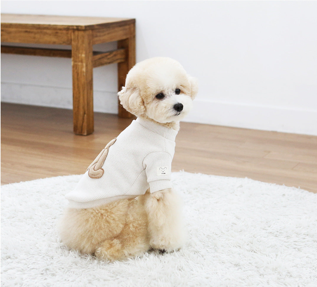 HKM-370707 Cozy Cotton Knitted Pet Sweater for Dogs in White and Navy Blue