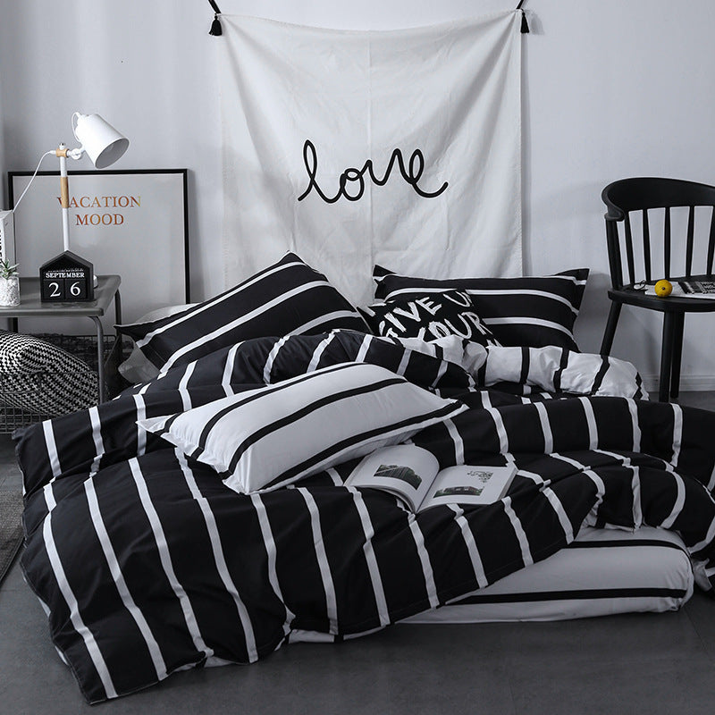 HKM-370771 Simple and Modern Three-Piece Bedding Set with Cool Feeling Polyester Fabric