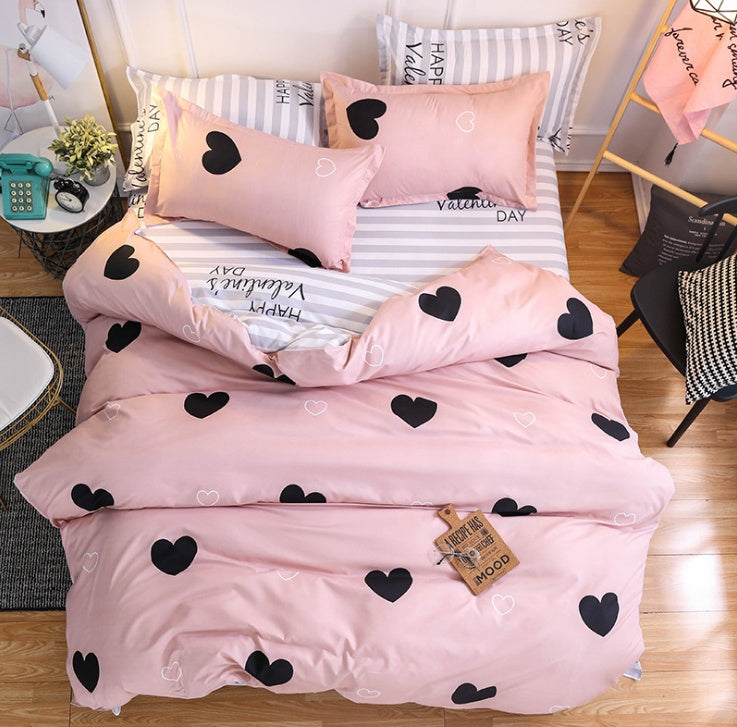 HKM-370771 Simple and Modern Three-Piece Bedding Set with Cool Feeling Polyester Fabric