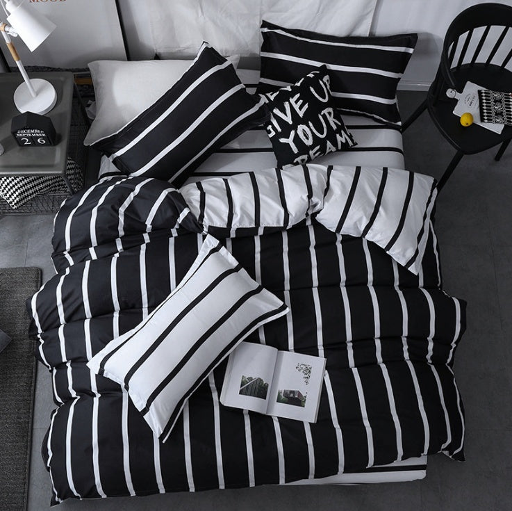 HKM-370771 Simple and Modern Three-Piece Bedding Set with Cool Feeling Polyester Fabric