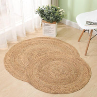 HKM-370835 Round Hand-Woven Rattan Carpet for Living Room or Bedroom, 80cm Diameter