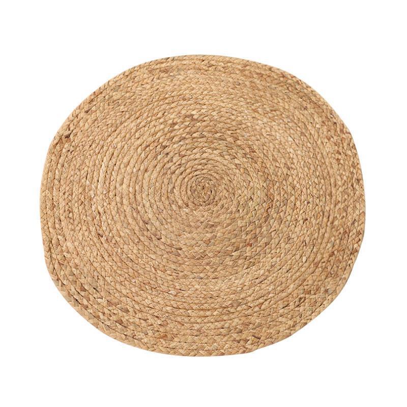 HKM-370835 Round Hand-Woven Rattan Carpet for Living Room or Bedroom, 80cm Diameter
