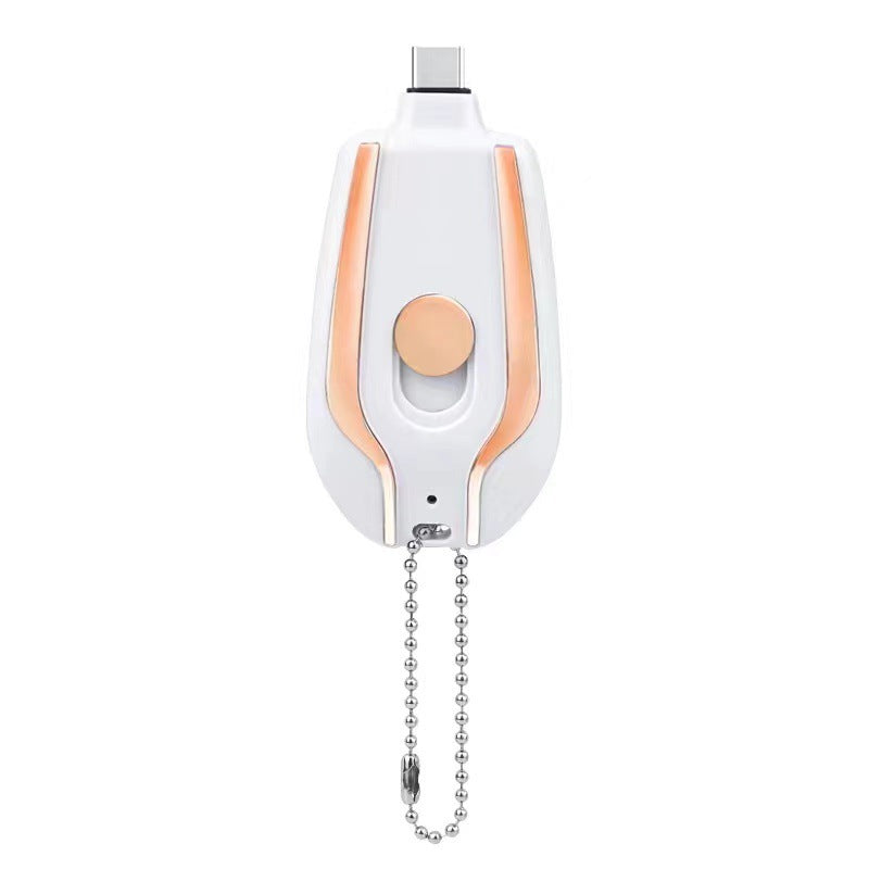 HKM-370835 Ultra-Compact 1500mAh Mini Power Emergency Pod Keychain Charger with Type-C Fast Charging Capability
