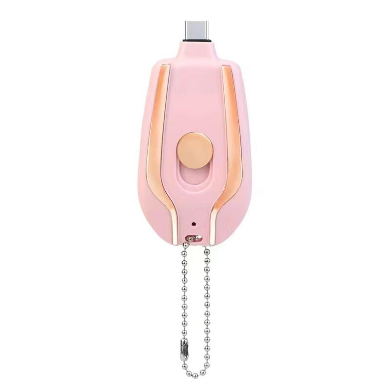 HKM-370835 Ultra-Compact 1500mAh Mini Power Emergency Pod Keychain Charger with Type-C Fast Charging Capability