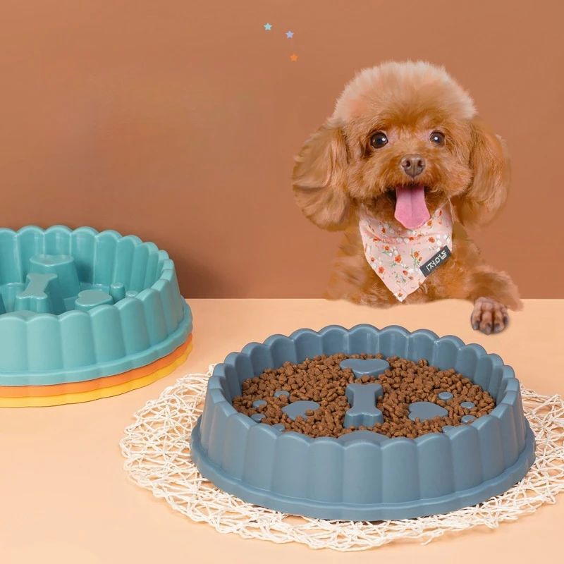 HKM-370963 Anti-Choking Slow Feeder Bowl for Dogs and Cats - 27x5.5cm, PP Material