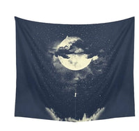HKM-371155 Moon Escape Flannel Tapestry - Sturdy, Opaque, 3D Digital Print for Indoor and Outdoor Use