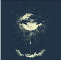 HKM-371155 Moon Escape Flannel Tapestry - Sturdy, Opaque, 3D Digital Print for Indoor and Outdoor Use
