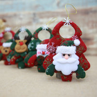 HKM-371219 Festive Non-Woven Fabric Holiday Tree Pendants: Elk, Bear, and Snowman Designs