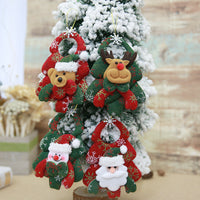 HKM-371219 Festive Non-Woven Fabric Holiday Tree Pendants: Elk, Bear, and Snowman Designs
