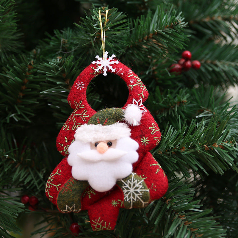 HKM-371219 Festive Non-Woven Fabric Holiday Tree Pendants: Elk, Bear, and Snowman Designs