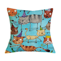 HKM-371283 Linen Cotton Cartoon Printed Cushion Cover 45x45cm