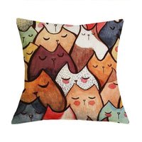 HKM-371283 Linen Cotton Cartoon Printed Cushion Cover 45x45cm