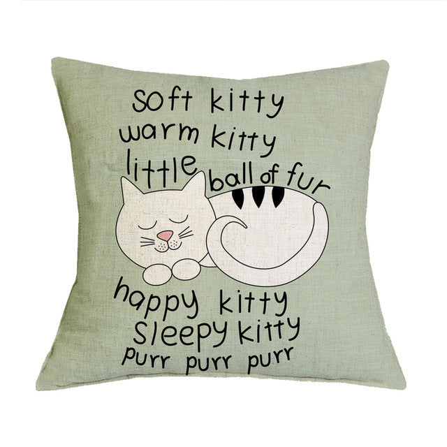 HKM-371283 Linen Cotton Cartoon Printed Cushion Cover 45x45cm