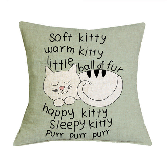 HKM-371283 Linen Cotton Cartoon Printed Cushion Cover 45x45cm