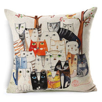 HKM-371283 Linen Cotton Cartoon Printed Cushion Cover 45x45cm