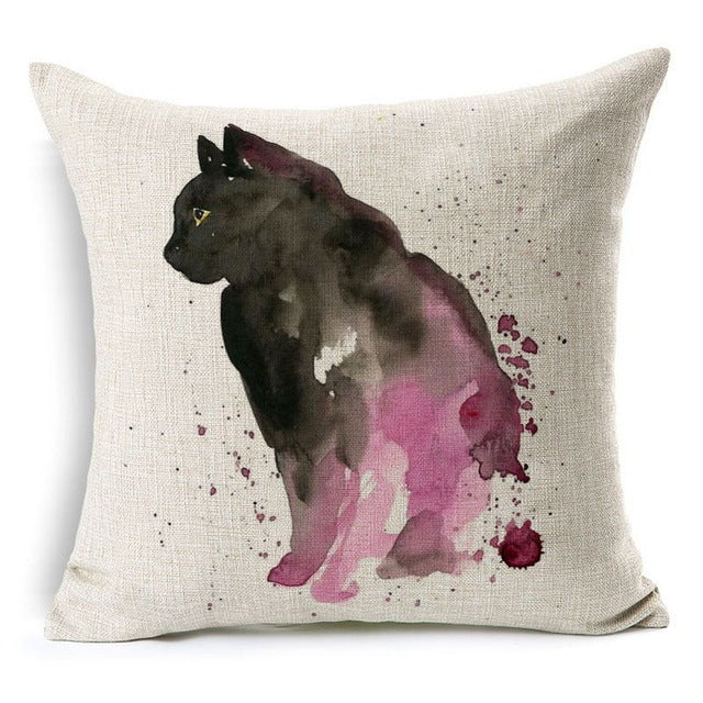 HKM-371283 Linen Cotton Cartoon Printed Cushion Cover 45x45cm