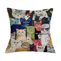 HKM-371283 Linen Cotton Cartoon Printed Cushion Cover 45x45cm