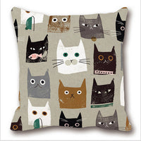 HKM-371283 Linen Cotton Cartoon Printed Cushion Cover 45x45cm