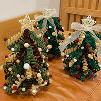 HKM-371411 Creative Handmade Maillard and Pearl Christmas Tree Material Kit - 20cm for Desktop Celebration
