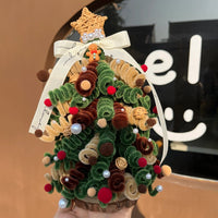 HKM-371411 Creative Handmade Maillard and Pearl Christmas Tree Material Kit - 20cm for Desktop Celebration