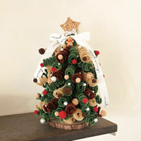 HKM-371411 Creative Handmade Maillard and Pearl Christmas Tree Material Kit - 20cm for Desktop Celebration