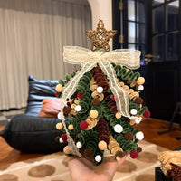 HKM-371411 Creative Handmade Maillard and Pearl Christmas Tree Material Kit - 20cm for Desktop Celebration