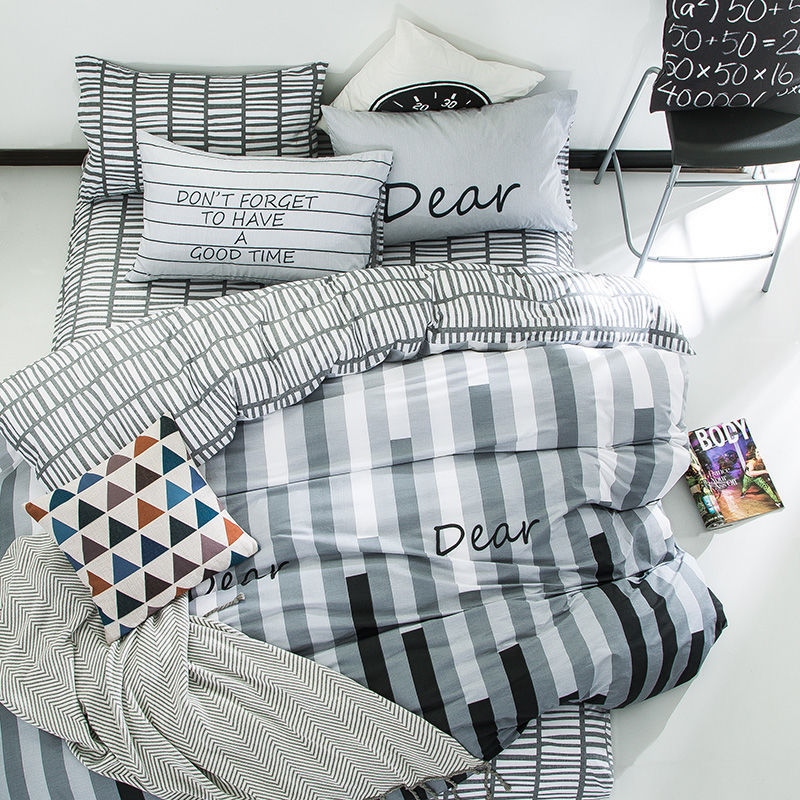 HKM-371411 Pure Cotton Duvet Cover Set - 4-Piece Bedding Ensemble, Simple Style, Floral Design, Twin Size 200x230cm
