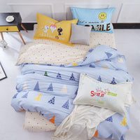 HKM-371411 Pure Cotton Duvet Cover Set - 4-Piece Bedding Ensemble, Simple Style, Floral Design, Twin Size 200x230cm
