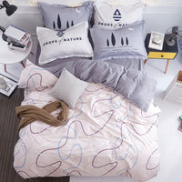 HKM-371411 Pure Cotton Duvet Cover Set - 4-Piece Bedding Ensemble, Simple Style, Floral Design, Twin Size 200x230cm