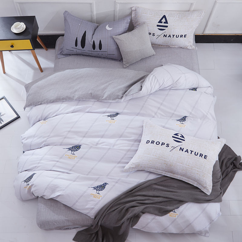 HKM-371411 Pure Cotton Duvet Cover Set - 4-Piece Bedding Ensemble, Simple Style, Floral Design, Twin Size 200x230cm