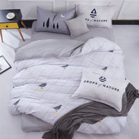 HKM-371411 Pure Cotton Duvet Cover Set - 4-Piece Bedding Ensemble, Simple Style, Floral Design, Twin Size 200x230cm